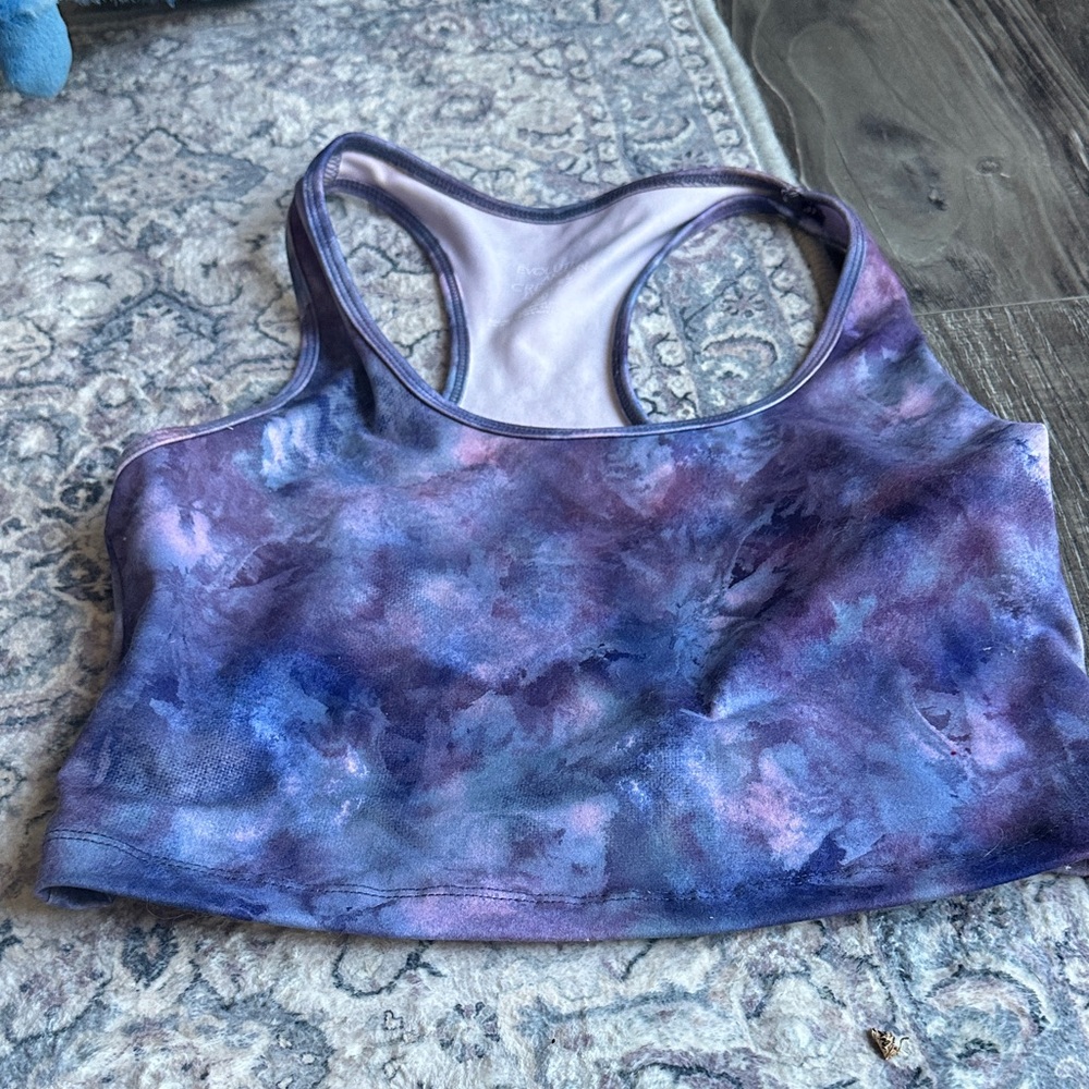 Purple and Blue Tie-Dye Sports Bra